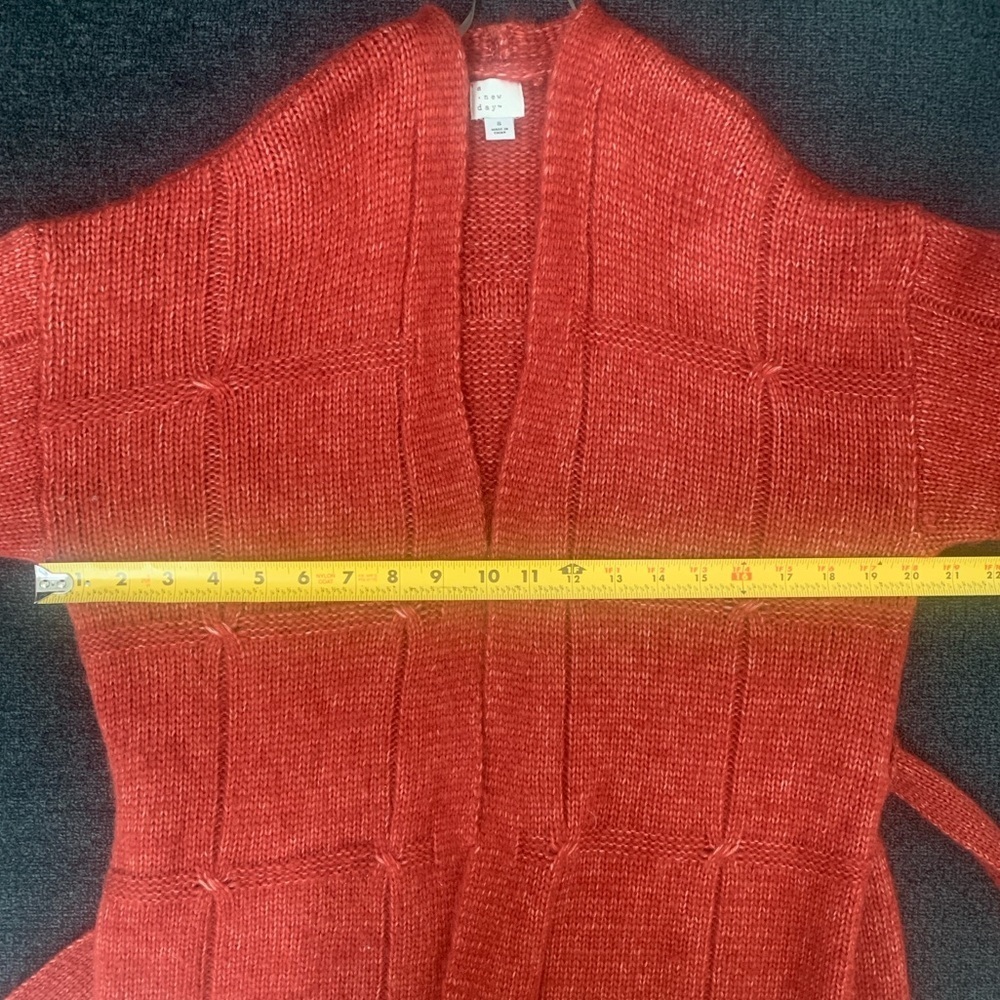 A New Day Rust Orange Knit Cardigan with Belt Sweater - Picture 6 of 7